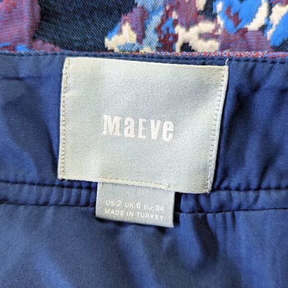 Anthropologie Maeve Cardana Blue Purple White Floral Skirt sz 2 EUC - Picture 2 of 10